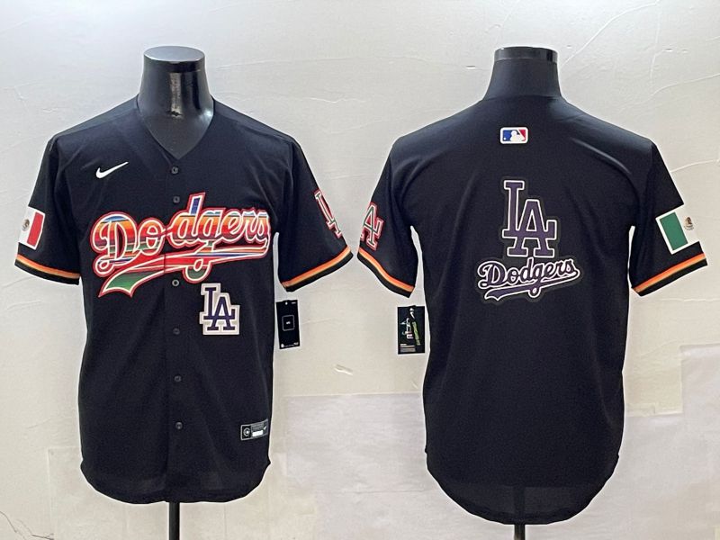 Men Los Angeles Dodgers Blank Black rainbow Nike 2025 MLB Jersey style 24